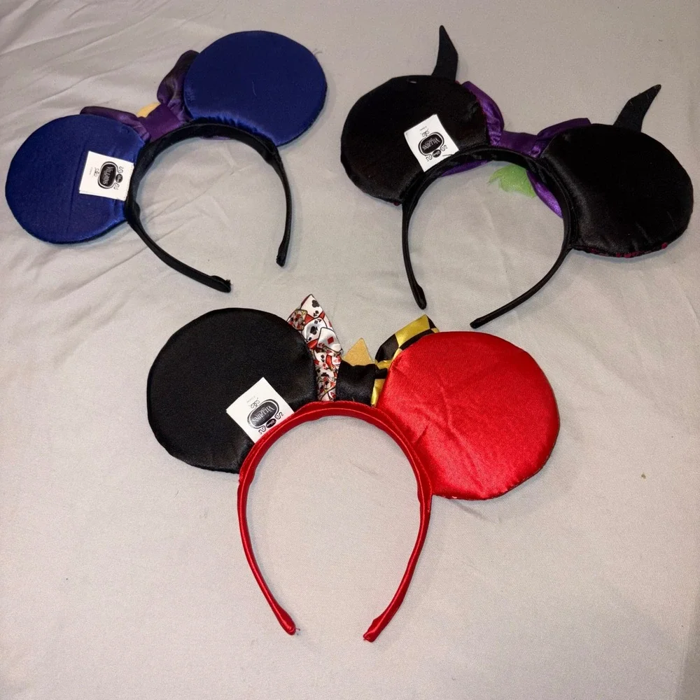 Disney Inspired Villain Minnie Mouse Ears Headband‎ Lot of 3 Kids Costume
